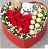红玫瑰花心型巧克力鲜花，礼盒长沙同城，鲜花速递实体花店送花