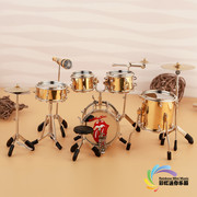 镀金架子鼓模型披头士滚石杰克逊爵士鼓模型摆件迷你乐器模型摆件