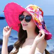 沙滩帽海边度假夏户外(夏户外)出游防紫外线，晒太阳帽大沿檐可折叠遮阳帽子