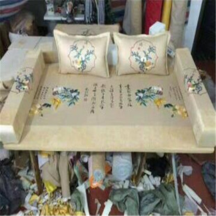 个性化定制红木家具坐垫沙发垫圈，椅垫刺绣中式坐垫麻布坐垫棕垫