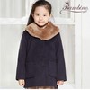 韩国童装潮品店冬季女童，翻领夹棉，洋气带毛领毛呢大衣外套