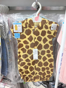  日本西松屋新生儿宝宝短袖连体哈衣长颈鹿爬服2穿 夏装