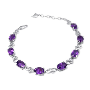 天然紫水晶手链女宝石s925纯银手链，女款清新气质四叶草紫色