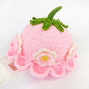 手钩花朵宝宝公主帽子，秋冬婴儿毛线帽，女童渔夫帽遮阳0-1-2岁