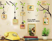 墙壁贴创意小鸟照片墙贴纸卧室客厅家庭装饰清新植物树叶大贴画