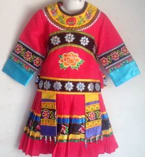 少数民族舞蹈演出服装/小女孩儿童舞台表演服饰/瑶族苗族服装