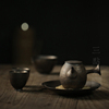 定制三点水一壶四杯陶瓷茶壶套装，粗陶侧把壶整套功夫茶具手工日式
