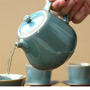 天若有情台湾宜龙eilong茶具，配件绿翠玉兔毫釉，茶壶西施壶