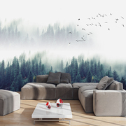 森林树林雾风景大型壁画无缝卧室，餐厅壁纸客厅电视墙沙发墙纸727