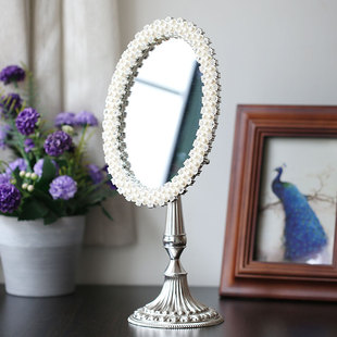 欧式复古巴洛克镜子梳妆镜，可爱创意高清台式公主公主镜桌面化妆镜