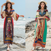 泰国民族风长裙2024夏波西米亚连衣裙女巴厘岛海边度假沙滩裙