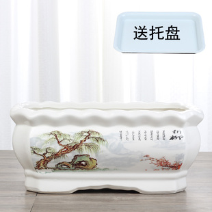 长方形花盆陶瓷现代简约室内个性阳台多肉，植物绿萝榕树特大盆