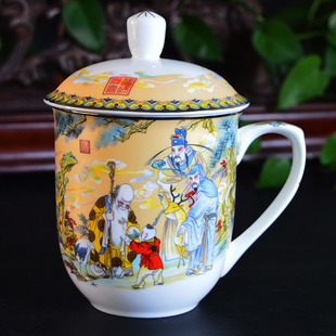 龙凤骨瓷老板杯福禄寿骨质瓷大号茶杯子带盖水杯陶瓷杯子办公杯