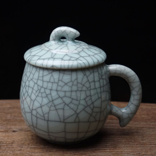 龙泉御茗青瓷创意茶杯陶瓷杯带盖家居办公室泡茶杯花茶杯瓷茶杯