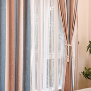 简约现代地中海加厚雪尼尔条纹飘窗帘遮光布客厅儿童卧室成品