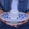 景德镇中式陶瓷创意盘子带盖子，家用圆形组合微波炉适用青花瓷菜盘