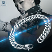 韩版手饰嘻哈钛钢男人，手链男潮ins小众设计个性简约饰品手环时尚