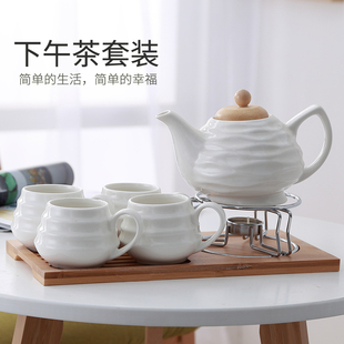 创意陶瓷花草茶具简约韩式家用茶壶茶杯托盘，套装可加热送小蜡烛