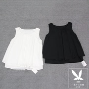 日本单无袖(单无袖)黑白色衬衫，短t恤背心ol风外贸原单美背正装女上衣