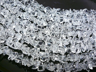 3a天然白水晶(白水晶)碎石40厘米有孔，天然水晶手链项链半成品diy饰品