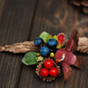 森林系森女手工红色果子鸟巢绝版小鸟蓝莓浆果发夹发饰胸针