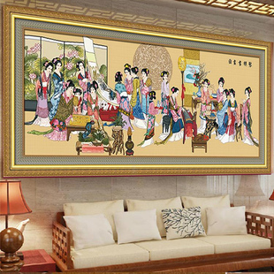 3米客厅大幅红楼梦十二金钗古典人物美女琴棋书画十字绣