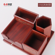 红木笔桶创意办公室多功能，桌面复古中国风，笔筒收纳盒用品摆件定制