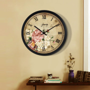 美式钟表客厅复古挂钟欧式静音石英钟创意个性简约现代挂表圆形