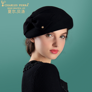 帽女秋韩版潮羊毛呢，时尚贝雷帽百搭英伦礼帽，适合短发保暖冬季