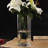 水晶玻璃透明大号花器百合富贵竹，仿真插花四方直筒落地花瓶摆件