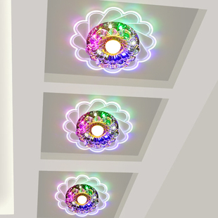 led水晶灯过道灯走廊灯七彩射灯，客厅天花灯，门厅玄光灯吸顶灯创意