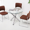 小圆桌椅子组合钢化玻璃餐桌，现代简约桌子商务办公会客接待洽谈桌