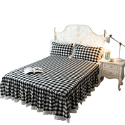 全棉公主蕾丝床裙床罩加厚床单床套床裙式，单件纯棉防滑15m18米