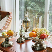 和家欧式后现代花瓶果盘摆件，茶色水晶瓶套装，样板房家居装饰品摆设