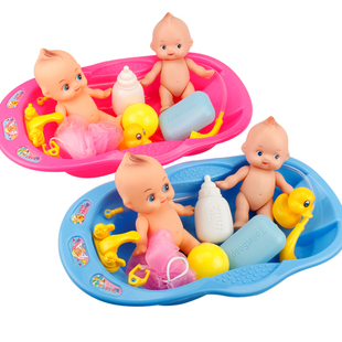 宝宝洗澡娃娃浴盆娃娃，戏水玩具组合小浴盆，儿童仿真过家家玩具女孩