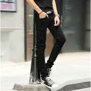 长腿高个子青年加长牛仔裤男裤子120cm韩版修身款弹力休闲小脚裤