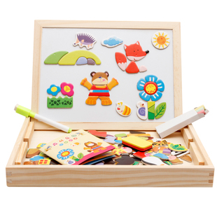 双面磁性拼拼乐画板小孩益智磁性拼图儿童玩具木制益智玩具幼儿园
