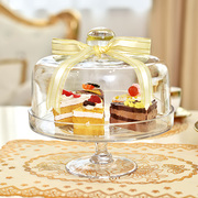 透明玻璃蛋糕盘高脚蛋糕罩水果托盘婚庆生日欧式摆件甜品