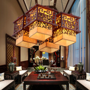 现代中式吊灯仿古实木羊皮客厅餐厅卧室过道灯具茶楼饭店包厢吊灯
