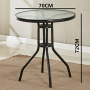 钢化玻璃圆桌洽谈桌椅组合户外小桌子现代简约铁艺，餐桌休闲咖啡桌