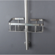 定制淋浴杆置物架升降杆置物架304不锈钢挂篮浴室架挂件方角篮单