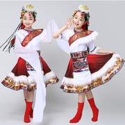 儿童民族藏族舞蹈演出服装，成人藏服康巴，西藏草原蒙古表演服装
