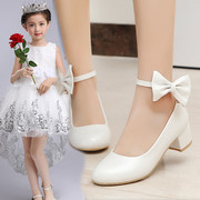 女童皮鞋儿童高跟鞋舞台演出鞋，白色公主鞋小女孩配礼服鞋春季单鞋