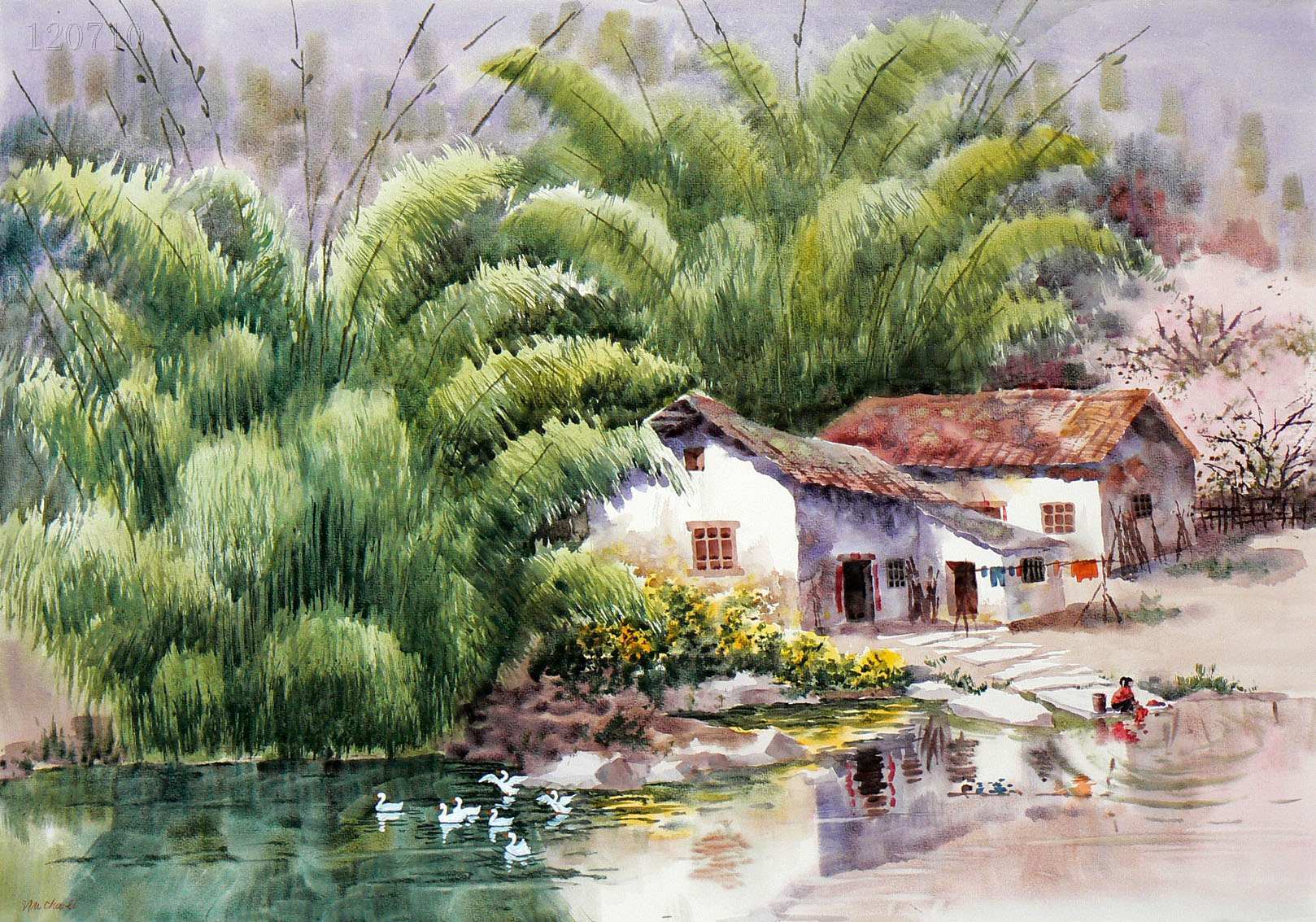 苏石匠藏/古玩字画水彩画.武朝利.山水画.精品12071006