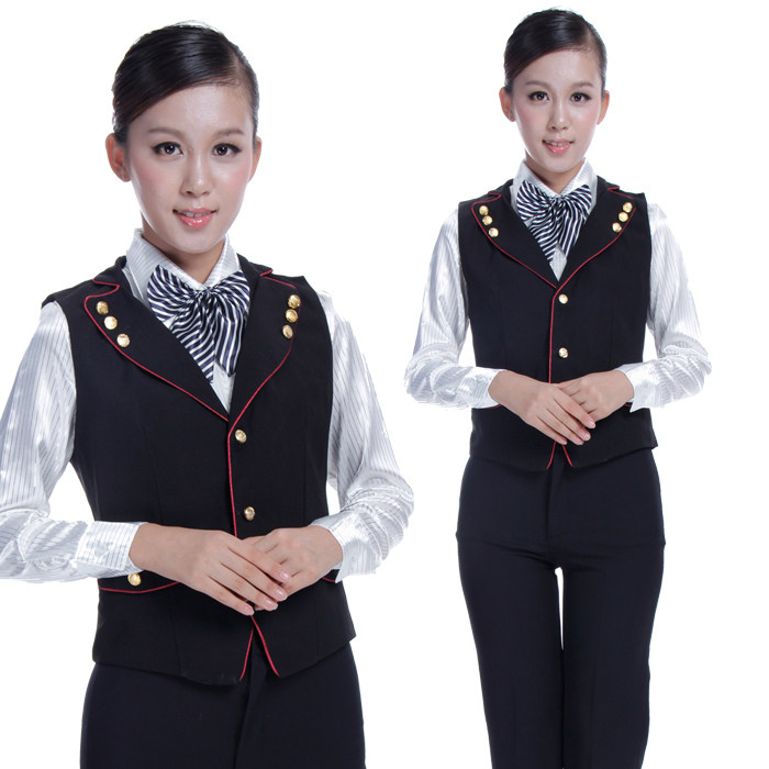 金伟乐MJ030 酒吧西餐厅服务<em>员</em>女士<em>马甲</em> 酒店