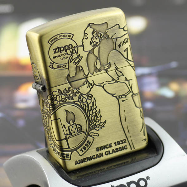 专柜原装正品<em>ZIPPO</em> 四面加工风<em>女</em> 纯铜风中女