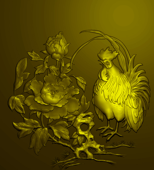 精雕图 浮雕图 电脑雕刻图 大公鸡挂屏 jdp文件