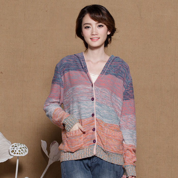 <em>纯棉外套开衫加厚</em>带帽长袖大码<em>女针织衫</em>2014