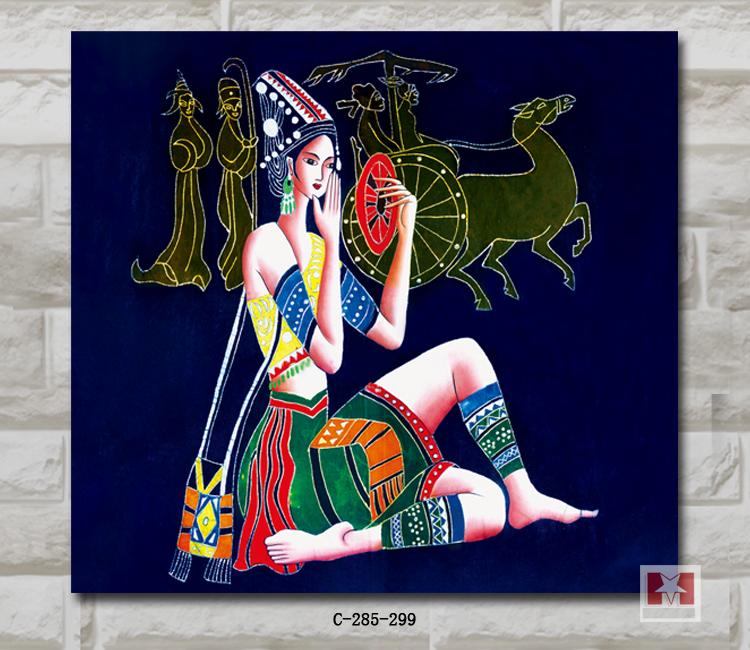 5折民族风装饰画客厅餐厅墙壁画挂画云南重彩阿诗玛人物系列人气