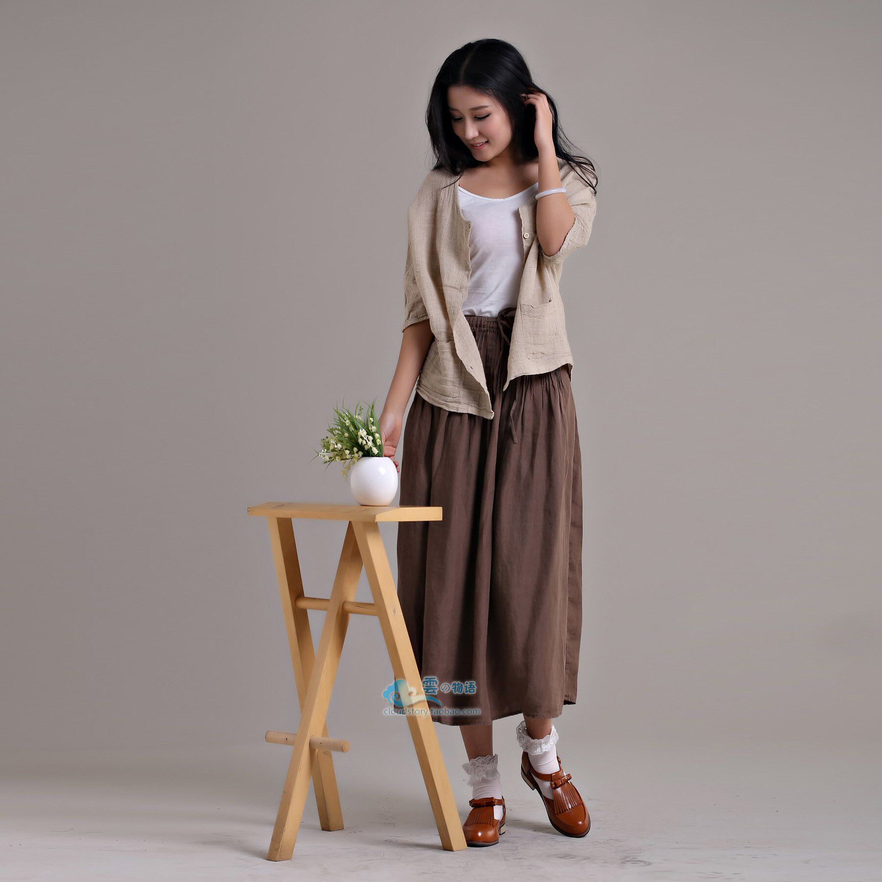 2014女春夏装 千慧梓 <em>外搭短款</em>亚麻<em>小开衫</em>短袖